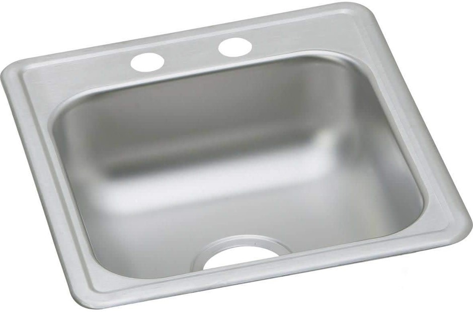 DAYTON D117192 Single Bowl Top Mount Stainless Steel Bar Sink, 2 Holes.