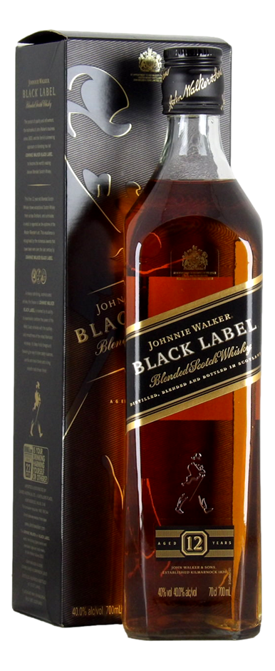 Johnnie Walker Black Label 12 Years Old Scotch Whisky (1x 700mL), Scotland.