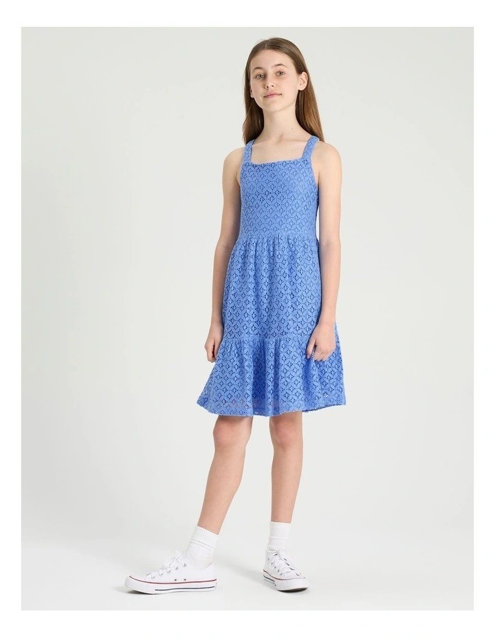 TILII Knit Lace Midi Dress, Size 10, Blue. RRP: $54.99.