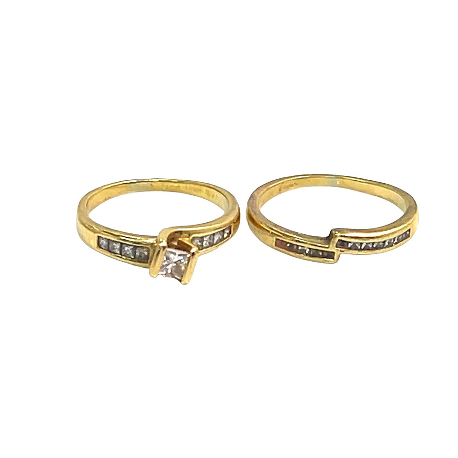 18CT Yellow Gold Diamond Two Ring Set Auction (0084-5062137) | Grays ...