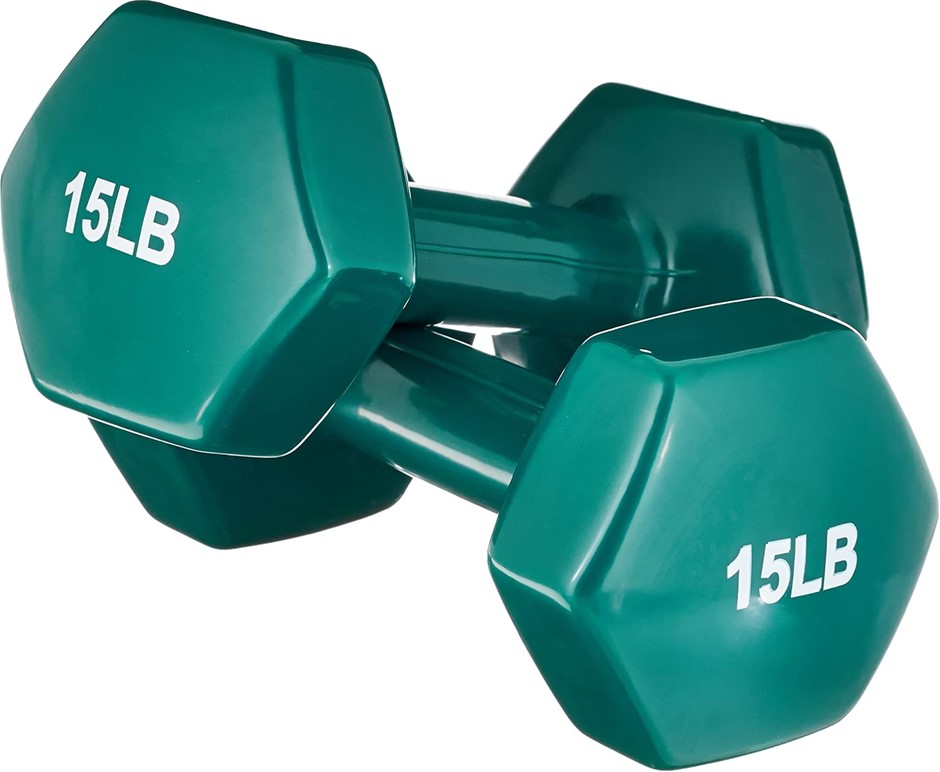 AMAZON BASICS Vinyl Dumbbell, 15lbs / 6.8kg