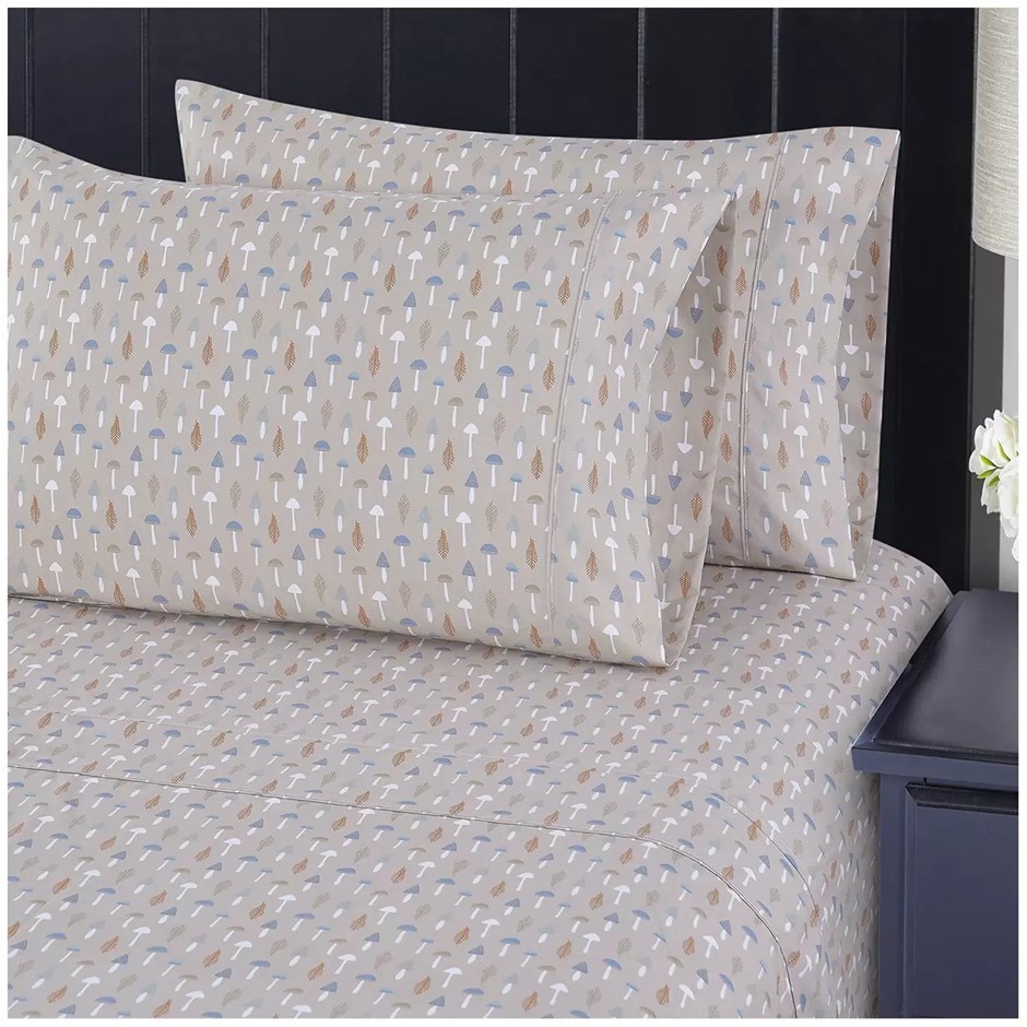 SOUTH POINT 6pc Sheet Set, Size Queen, Simple Fungi.