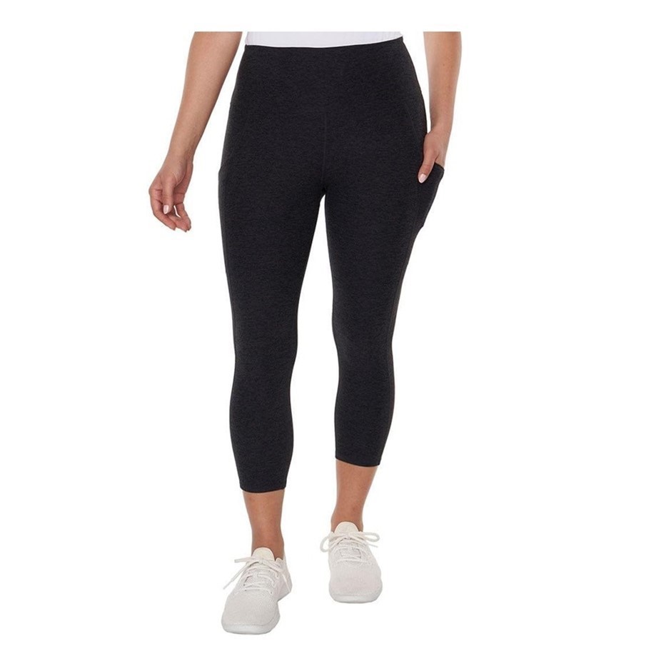 3 x SIGNATURE Women's Brushed Capri, Size XS, Black Heather. Buyers Note -