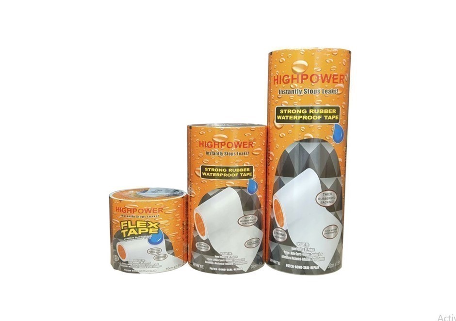 5 Rolls x HIGH POWER Strong Rubber Waterproof Tapes, 100mm x 1.5M, White.
