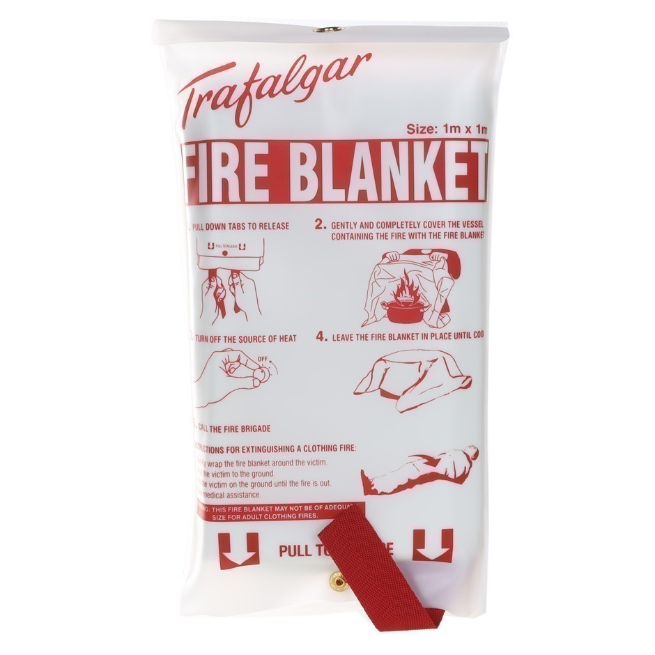 2 x TRAFALGAR Fire Blankets 1000mm x 1000mm, Quick Release Design.