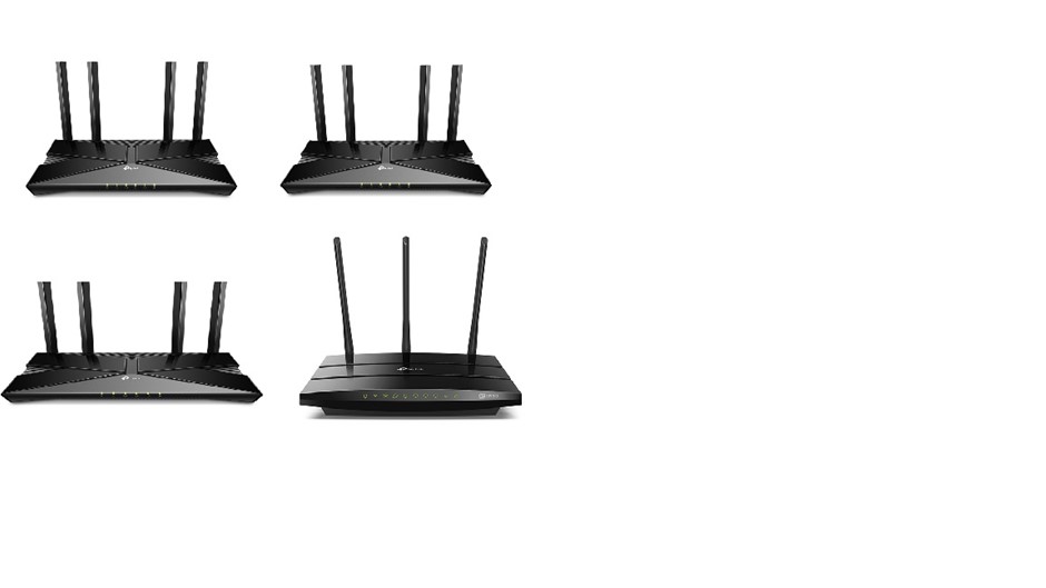 4 x Assorted Wi-fi Routers. 3 x TP LINK AX1500 Wi-fi 6 Routers. 1 x TP LINK