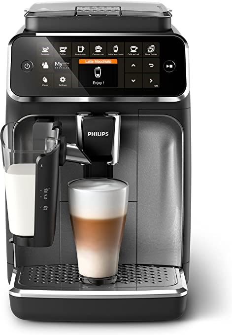 PHILIPS Series 4300 LatteGo Espresso Coffee Machine, Colour: Black, Model: