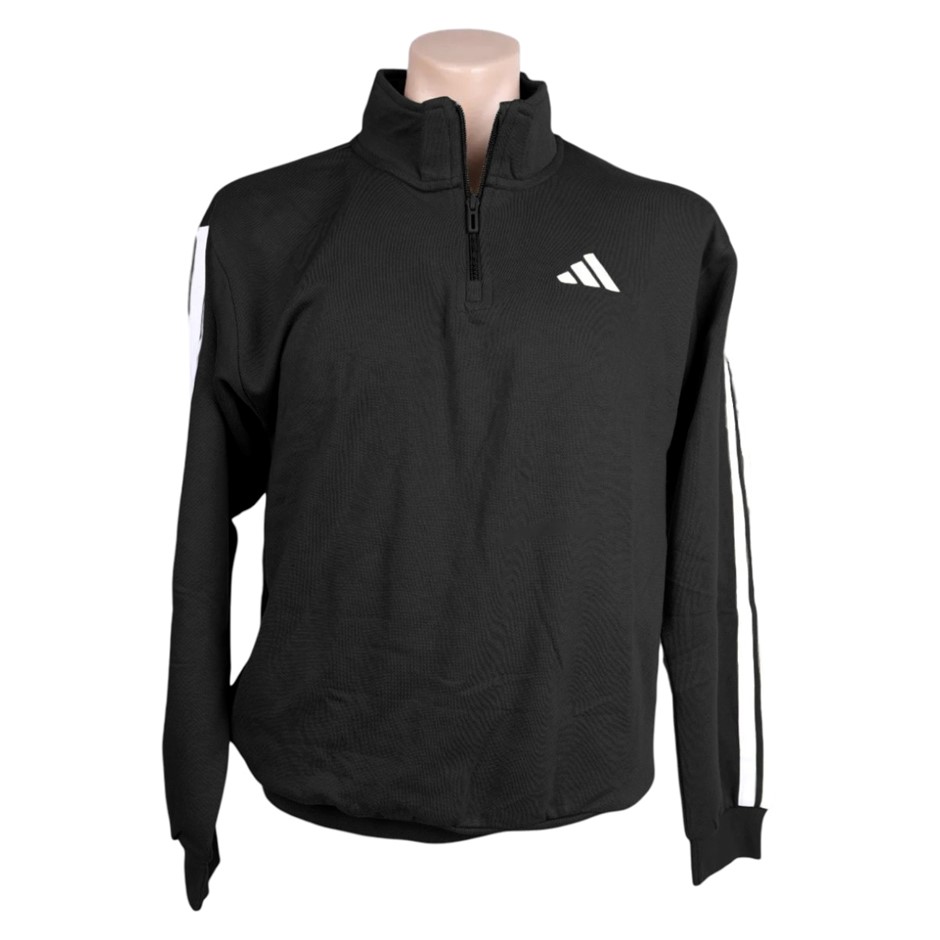 ADIDAS Men's Fleece 3S 1/4 Zip Sweater, Size AU 2XL, 70% Cotton, Black, JY6