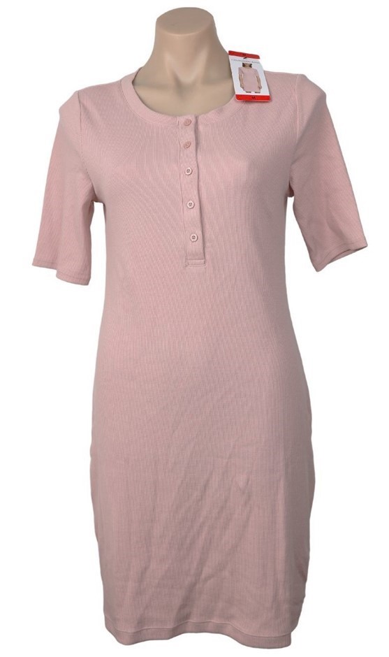 CALVIN KLEIN JEANS Women's Ribbed Button Dress, Size M, 58% Cotton, Enchant