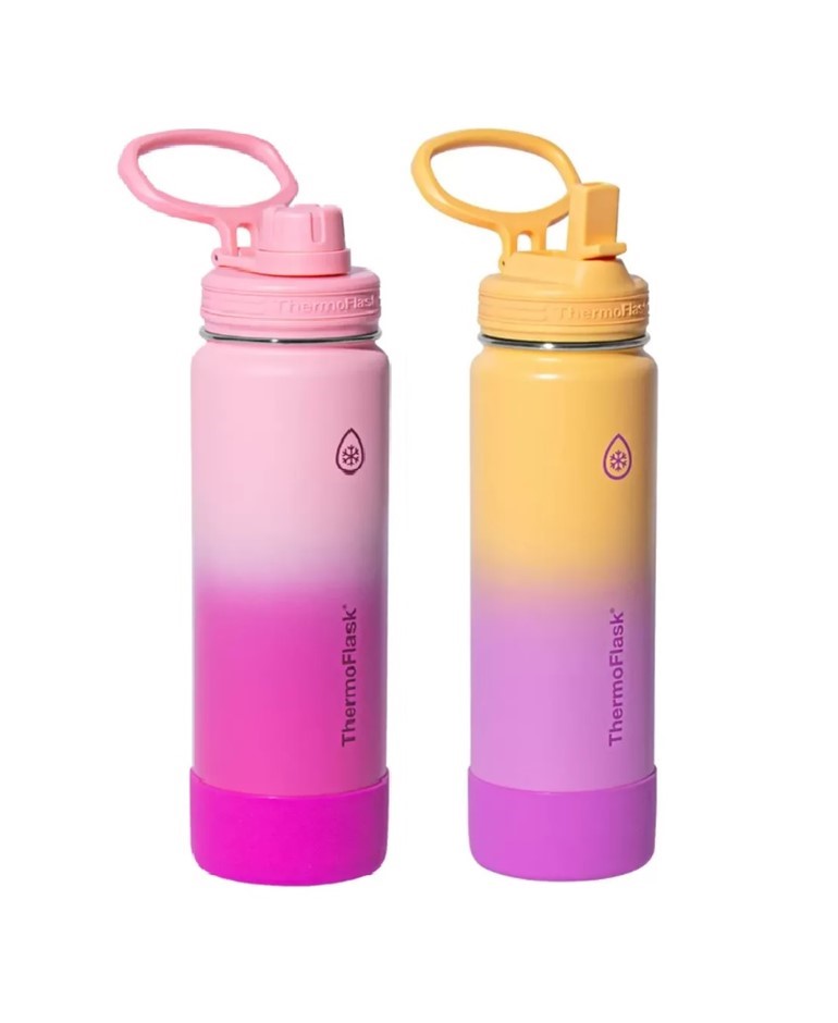 THERMOFLASK 2pc Ombre Stainless Steel Drinking Bottles, Pink Ombre & Pink Y