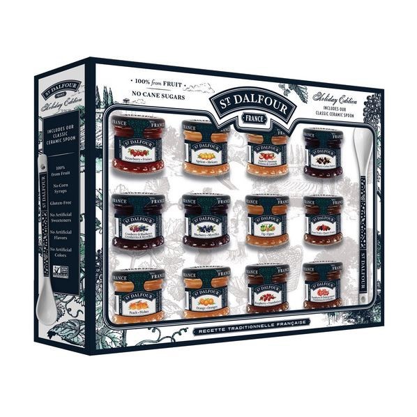 Pack of 12pc ST DALFOUR Holiday Edition 100% Real Fruit Mini Jam Jars Varie