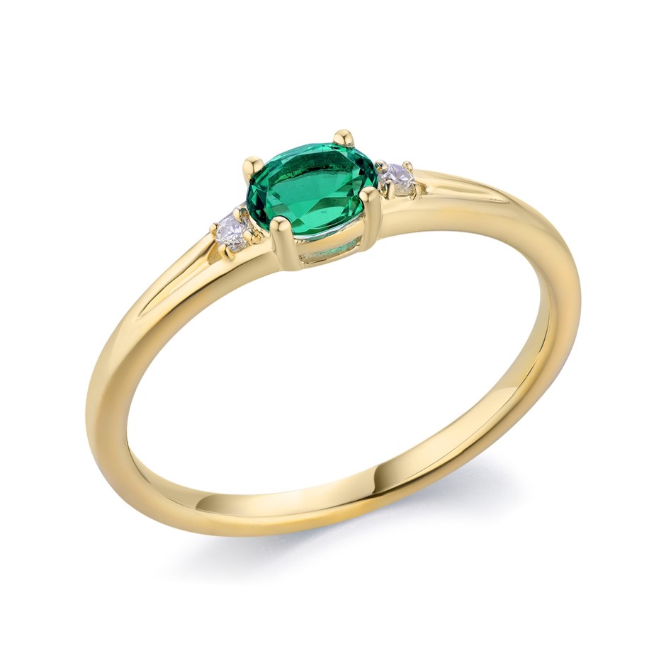 0.38tcw Fine Emerald Diamond Gold Ring