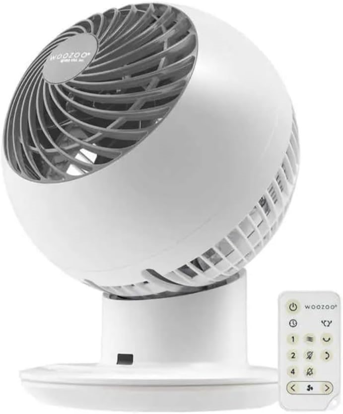 IRIS Woozoo Globe Multi-Directional 5-Speed Oscillating Fan, Small, White.