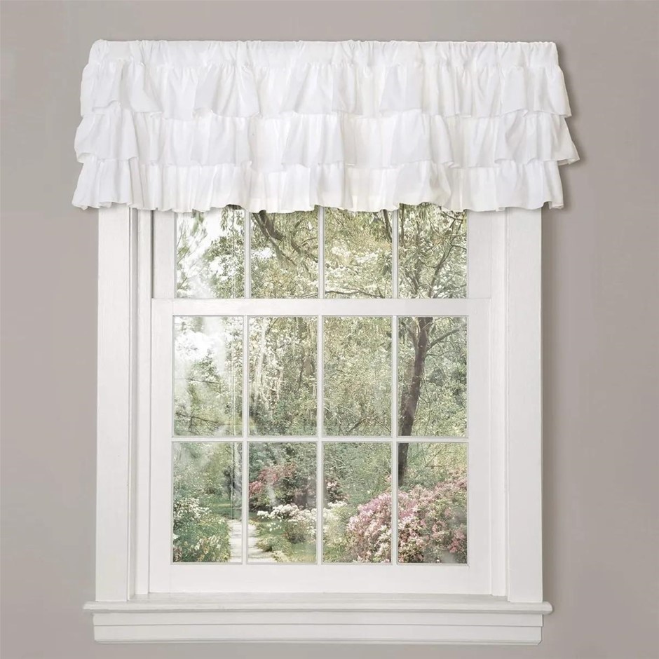 LUSH DECOR Belle Valance (1 Panel), 45.7W x 213.4L cm, White.
