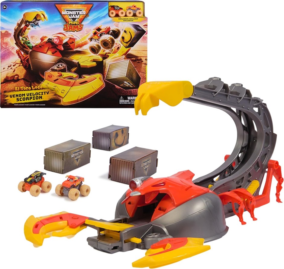 MONSTER JAM Mini, El Toro Loco Venom Velocity Scorpion Playset, 2 Exclusive