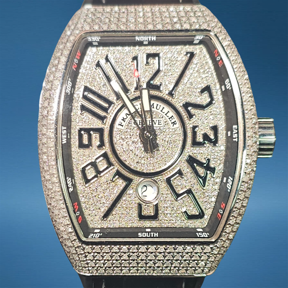 Franck Muller V45 18K Steel and Custom Diamond BxP