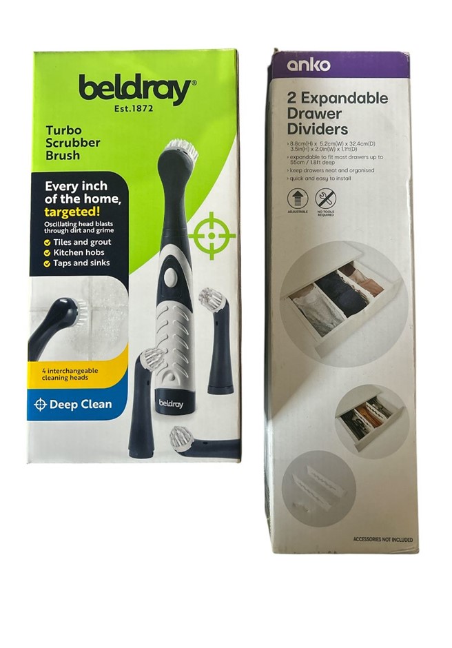 2x Assorted Products (1x BELDRAY Turbo Brush, 1x 2 Expandable Dividers)