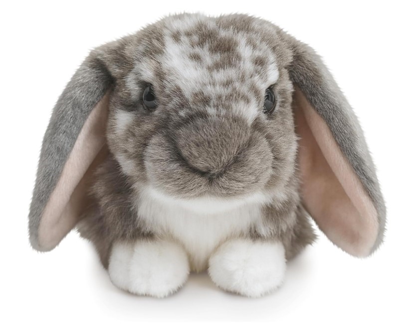 Living Nature Grey Dutch Lop Eared Rabbit Stuffed Animal, Fluffy Plush Bunn