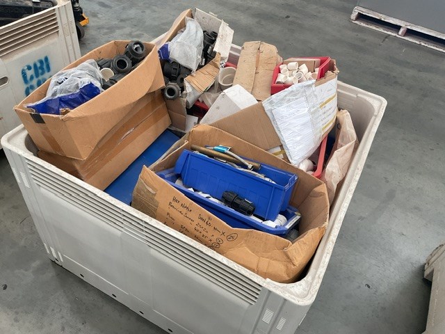 Crate Containing Assorted Hose Fittings and Miscellaneous Items 