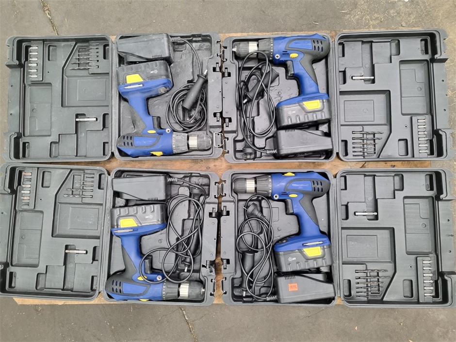 24V Cordless Drill Kit, 2 speed gearbox x 4 units