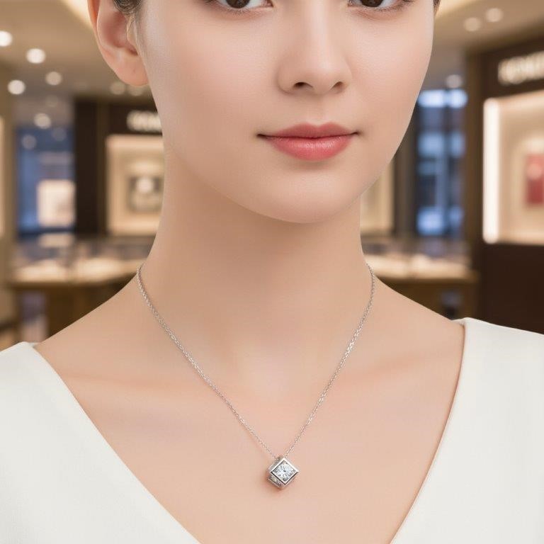 GRA  Moissanite white Brilliant Cut 925 Sterling Silver  Pendant-VVS1