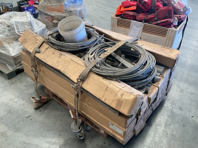 <p>Pallet Containing Sala kit, and Steel Cabling</p>