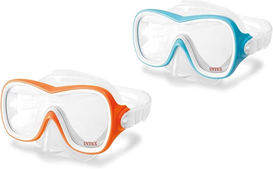 2 X INTEX Aqua Flow Snorkelling Goggles (Orange & Blue).