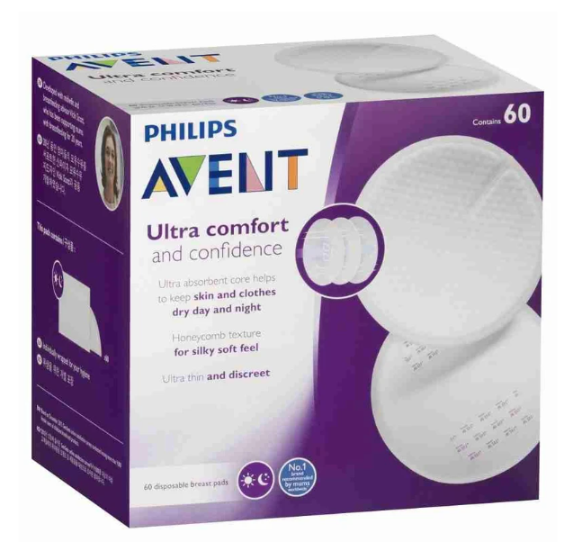 2 X PHILIPS Avent Ultra Comfort Disposable Breast Pads, 60 Pack.