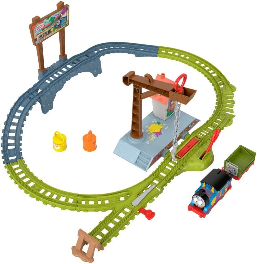THOMAS & FRIENDS Motorized Toy Train Set, Paint Delivery with Troublesome T