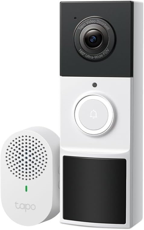 TP-LINK Tapo Smart Battery Video Doorbell, Home Security System, 2K, 160° F