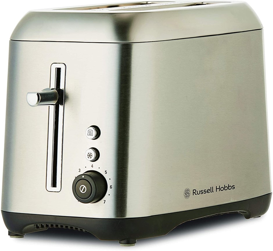 RUSSELL HOBBS Carlton 2 Slice Toaster, Colour: Chrome, Model: RHT82BRU. NB: