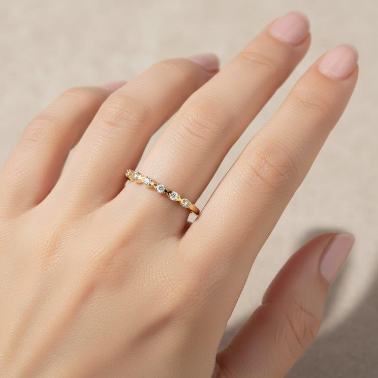 GRA Moissanite White Brilliant 925 Sterling Silver Gold Vermeil Ring-9US