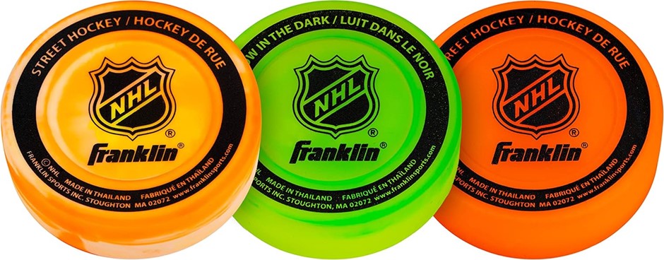 2 x FRANKLIN SPORTS NHL Street Hockey Balls, Assorted Color, 3 Pack.