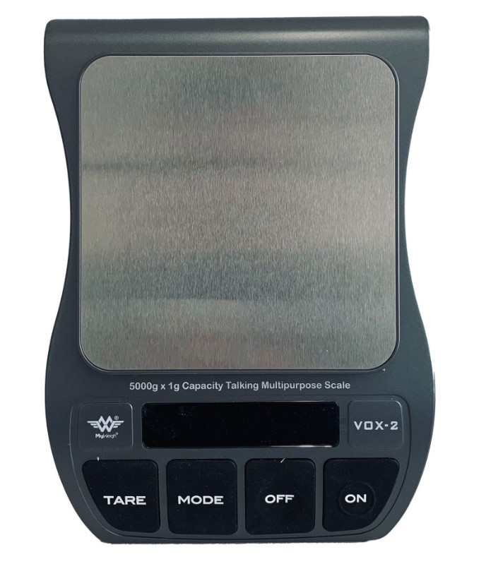 MYWEIGH SCMVOXEVOL 5000g by 1g Talking Kitchen Scale, Silver NB: Used, no b