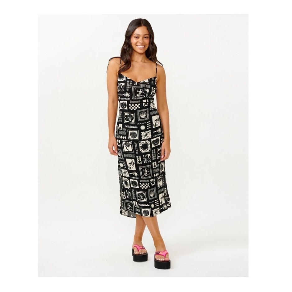 RIP CURL Women's Beach Party Midi Dress - Black. Size S. RRP: $99.99.  Buye