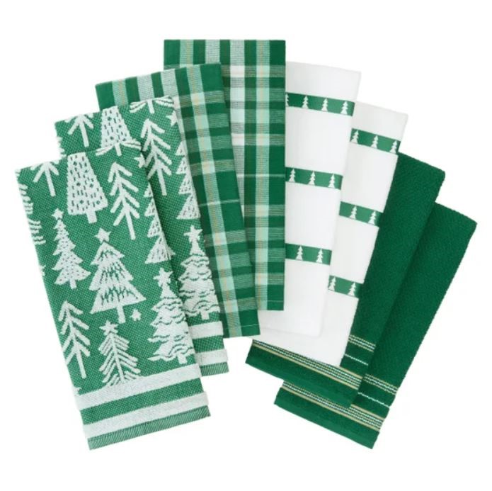 14 x Assorted TOWN & COUNTRY LIVING Holiday Kitchen Towels, Green/Red.