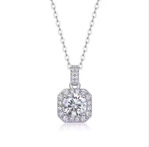 1.0ct GRA Moissanite white Brilliant Cut 925 Sterling Silver Pendant-VVS1