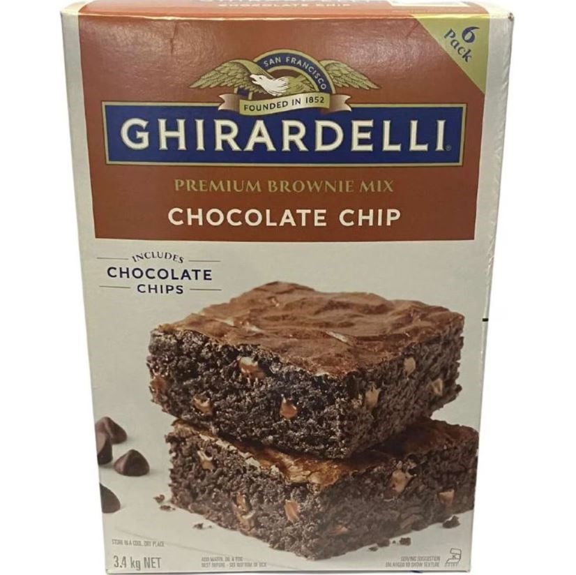 2 x GHIRARDELLI Premium Brownie Mix Chocolate Chip, Box of 6pk, 3.4kg. NB: