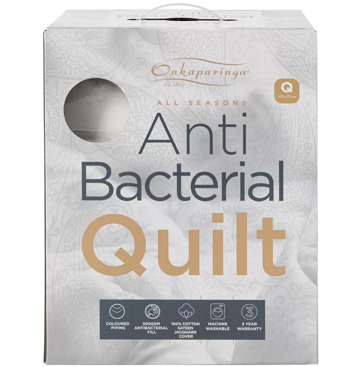 ONKAPARINGA All Season Anti Bacterial Quilt, Queen. NB: Not in original pac