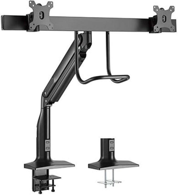 BRATECK Dual Monitors Select Gas Spring Aluminum Monitor Arm Fit Most 17-35