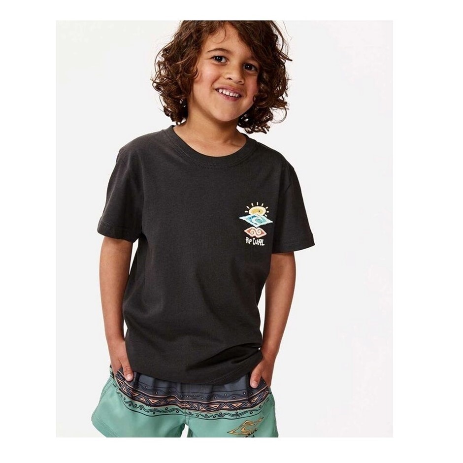 RIP CURL Boy's Icons of Shred T-Shirt - Washed Black, Size 7-8. RRP: $29.99