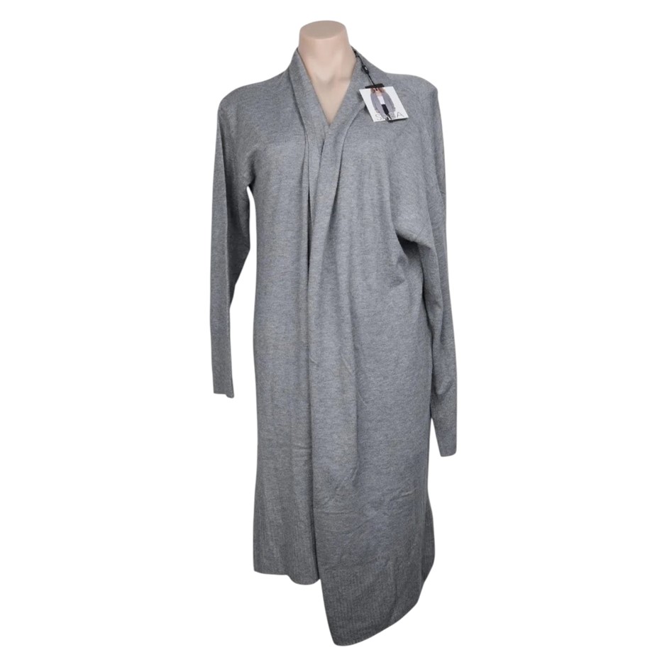 SABA Women's Long Cardigan, Size S, Grey, AG2094.