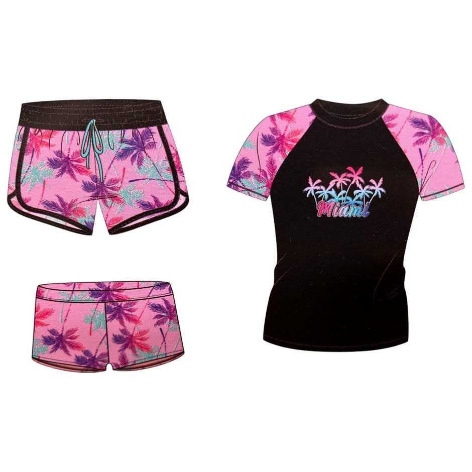 OCEANBREAK Youth 3pc Swim Set, Size 14, Pink.