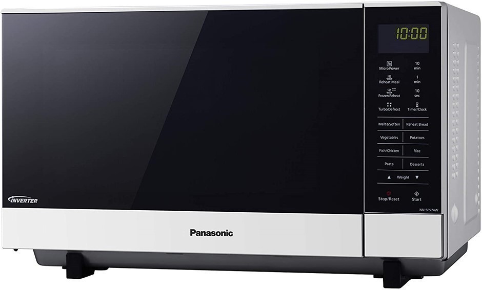 PANASONIC 27L Flatbed Inverter Microwave Oven, White, Model: NN-SF564WQPQ.