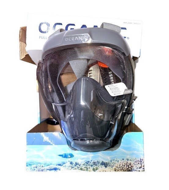 OCEANIC Full Face Snorkel Mask, Flow Tech Maximum Air Intake, Size M, Black