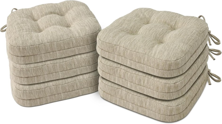 SHINNWA Chair Cushions for Dining Chairs 6 Pack, Non-Slip Chair Pads with T