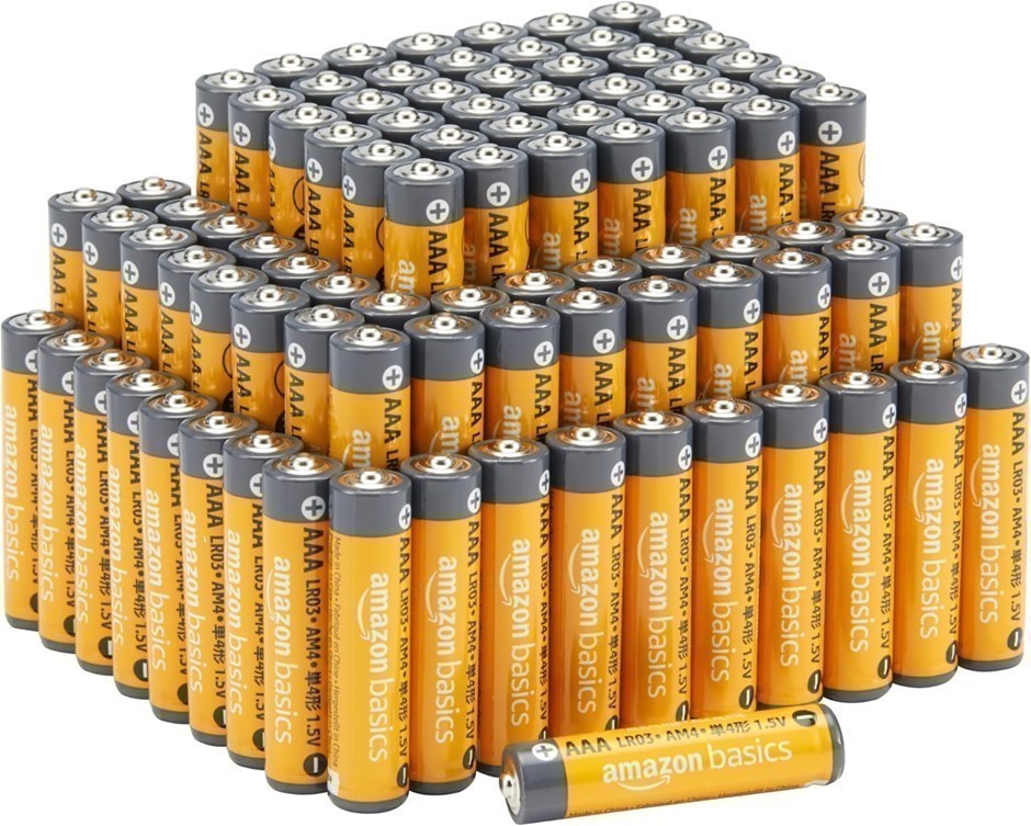 AMAZON BASICS 100 Pack AAA High-Performance Alkaline Batteries, 10-Year She