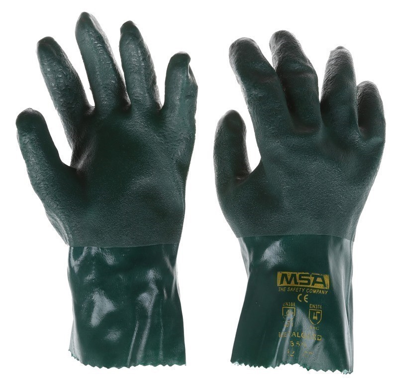 20 x MSA Metaguard PVC Heavy Duty Gloves, Size L, Soft Jersey.