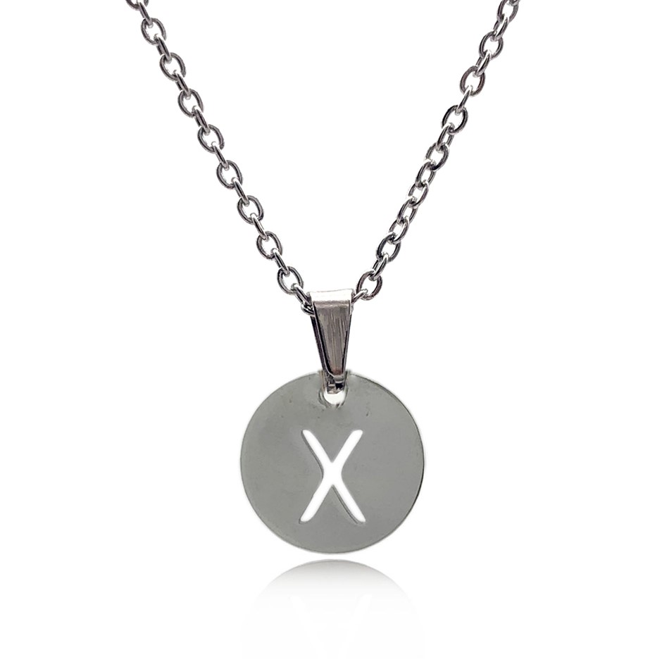 Initial Charm Letter 'X' Pendant Necklace