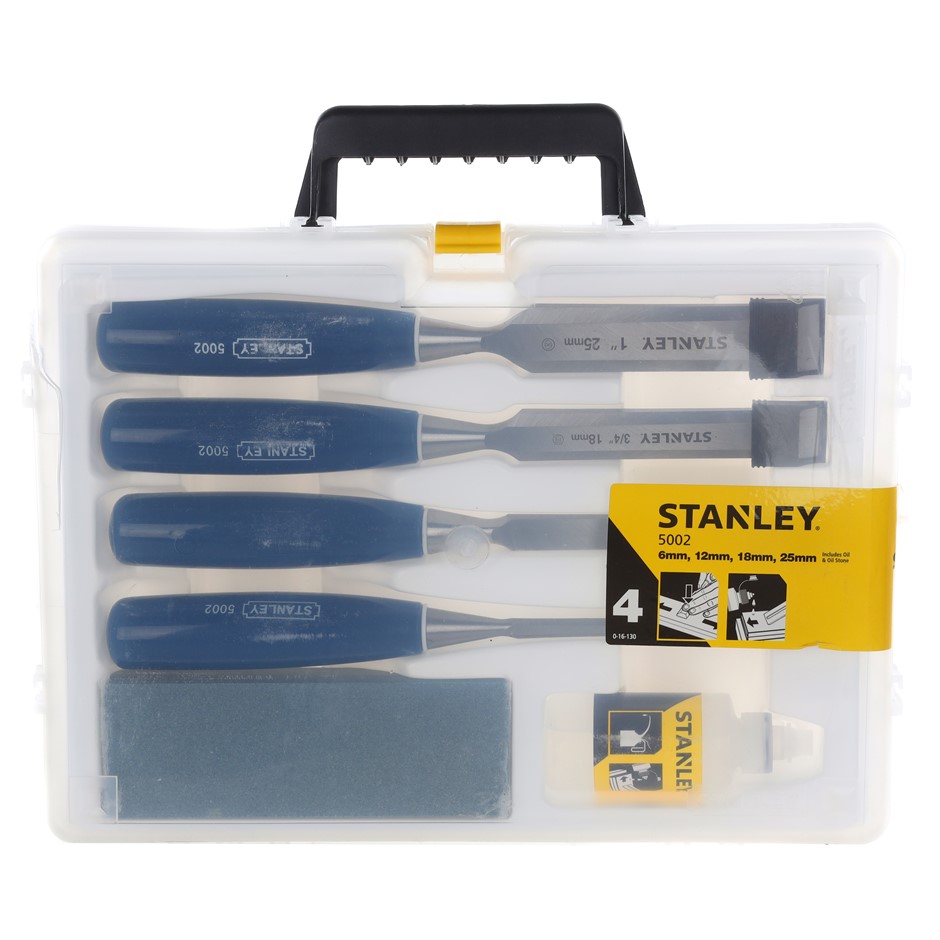 STANLEY FatMax Cold Chisel 4 Set And Oilstone, Size: 6mm, 12mm, 18mm & 25mm